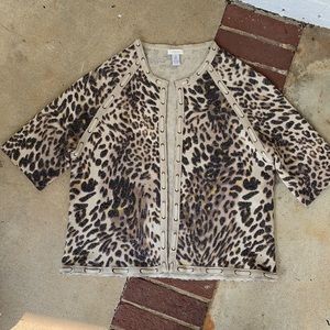 Chico’s leopard print short sleeve sweater